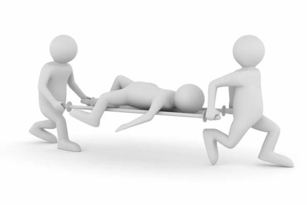 Белый человечк на носилка