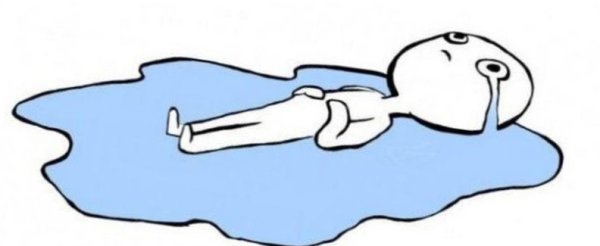 Человечек лежит в слезах