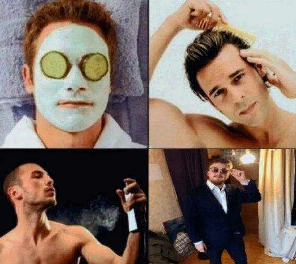 Мужчина готовится к свиданию Мем