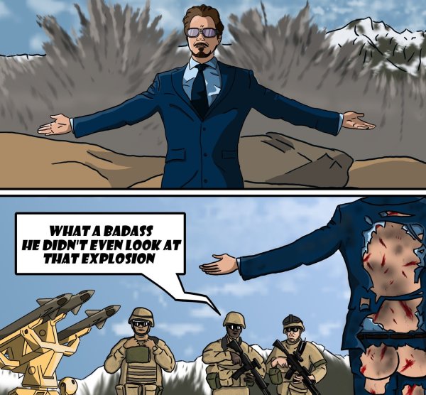 Крутые парни не смотрят на взрыв Мем