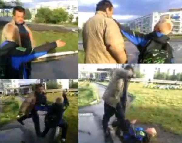 Бомж компот избил школьника