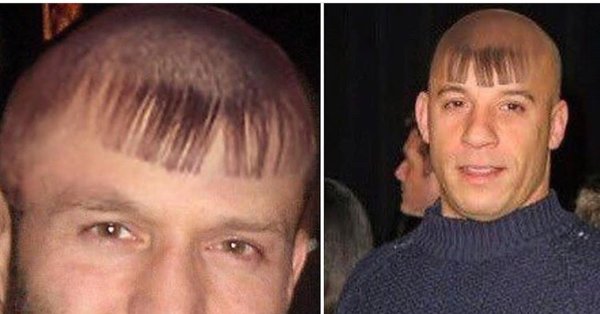 Лысый с челкой