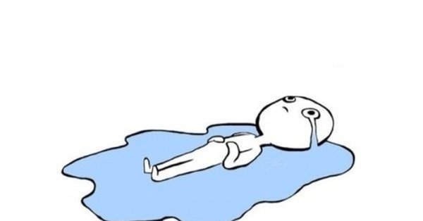 Человечек лежит в луже слез