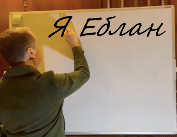 Медведев рисует на доске Мем