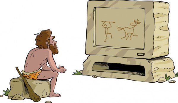 Первобытный человек и телевизор