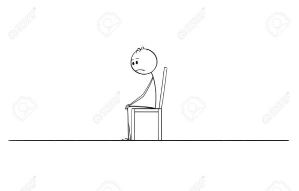 Нарисованный человечек сидит