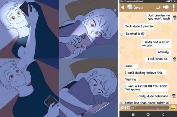 Комикс парень и девушка переписываются