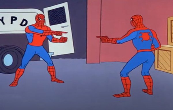 Человеки пауки показывают друг на друга