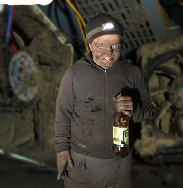 Чумазый Шахтер с пивом