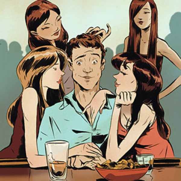 Много девушек и мужчину рисунок