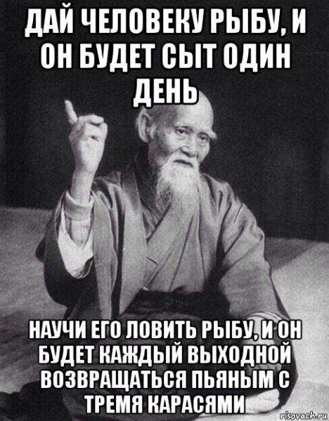 Дай человеку рыбу и он будет сыт один день научи человека ловить рыбу