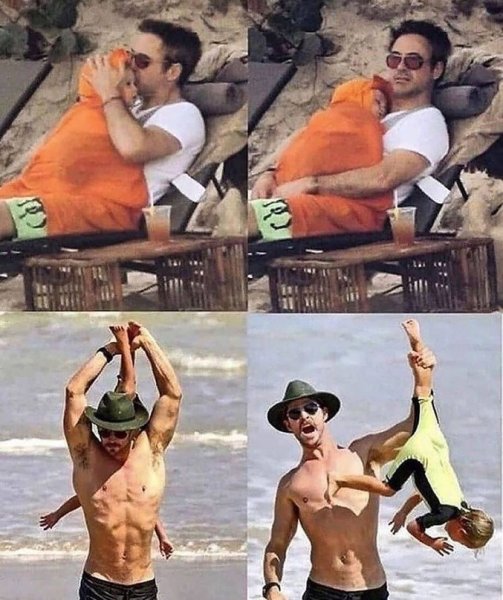 Мем с Робертом Дауни младшим и ребенком