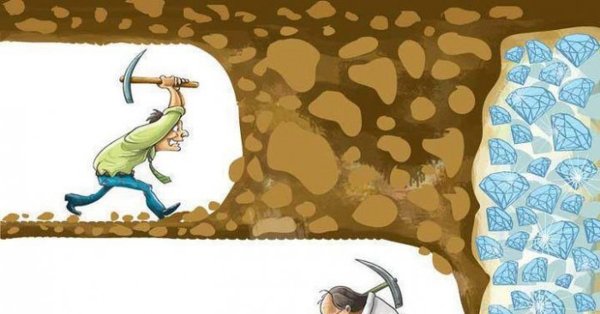 Человек копает Алмазы