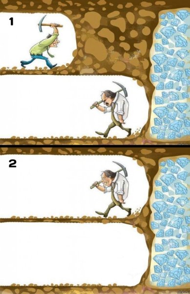 Мужик копает алмазы