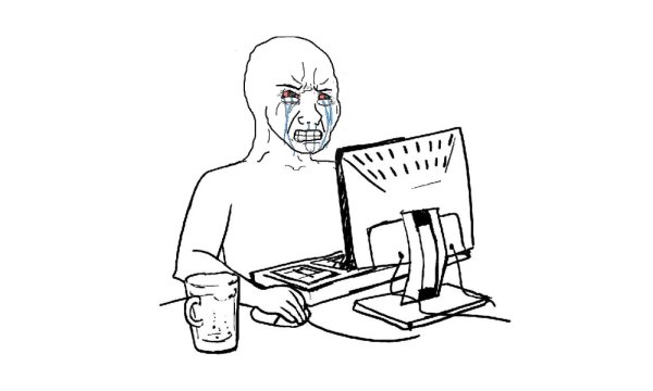 Wojak сидит за компом