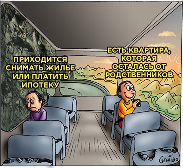 Карикатура пассажиры в автобусе