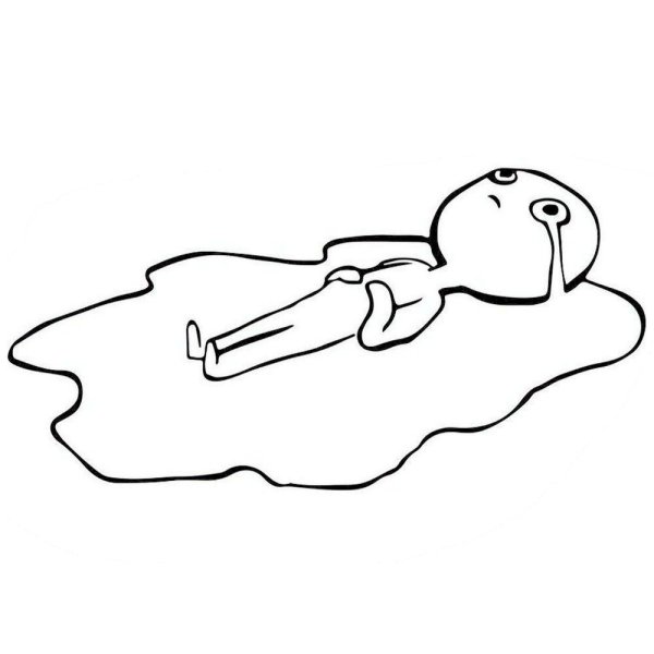 Лежит в луже слез