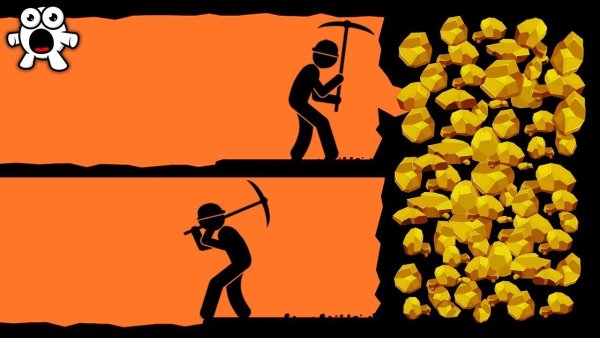 Человек копает Алмазы