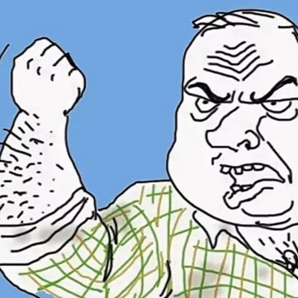 Мужик грозит кулаком