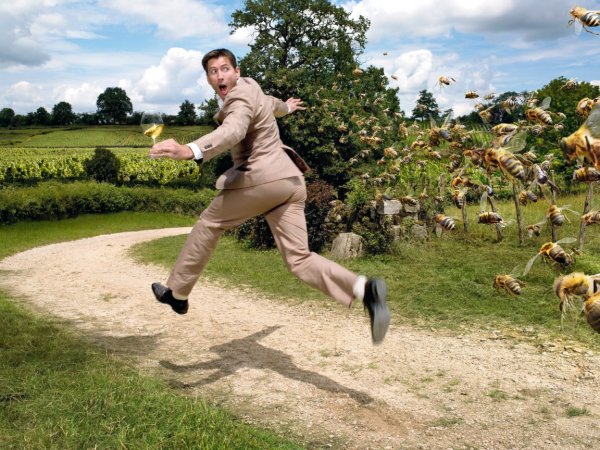 Человек бежит от