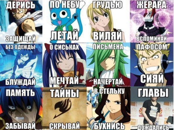 Хвост феи знаки зодиака персонажей