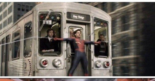 Тоби Магуайр останавливает поезд