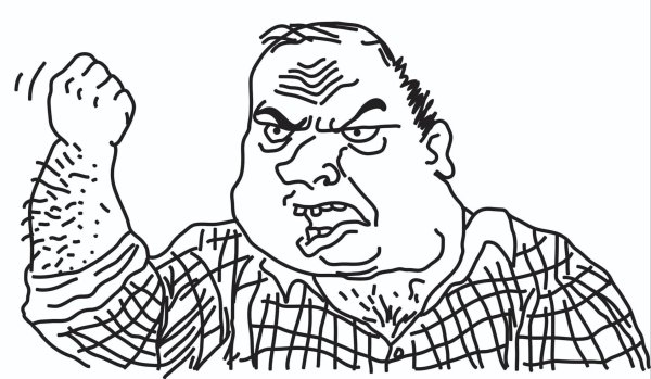 Мужик показывает кулак