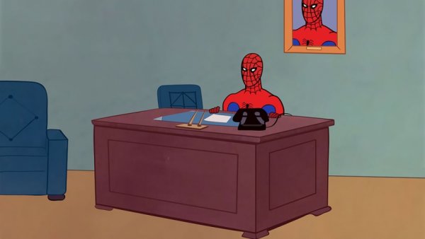 Человек паук в офисе