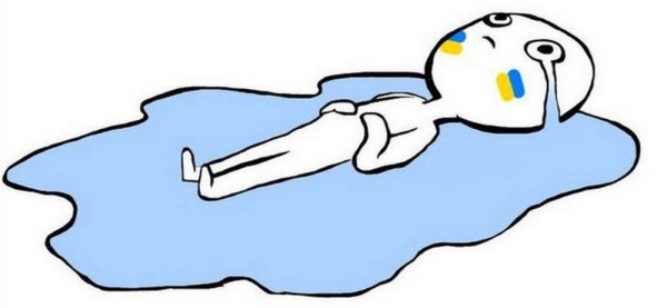 Человечек лежит в луже слез