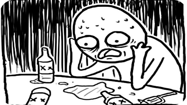 Мем человек с бутылкой за столом