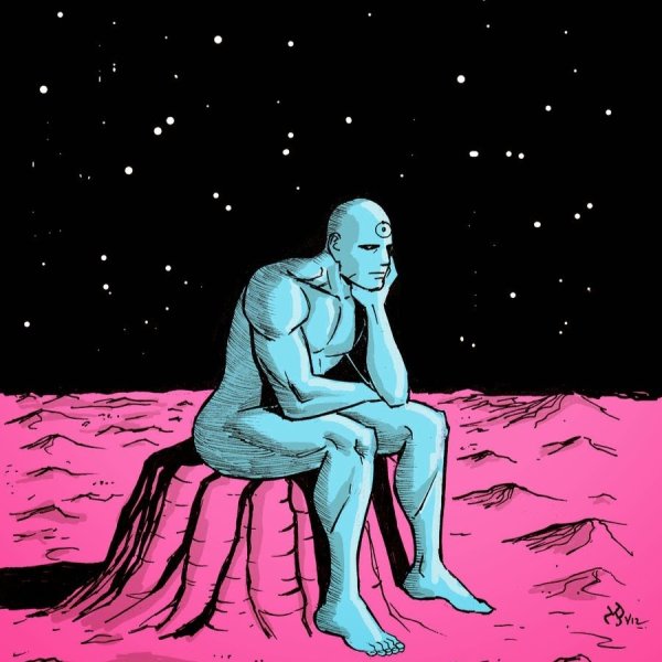 Доктор Манхэттен сидит