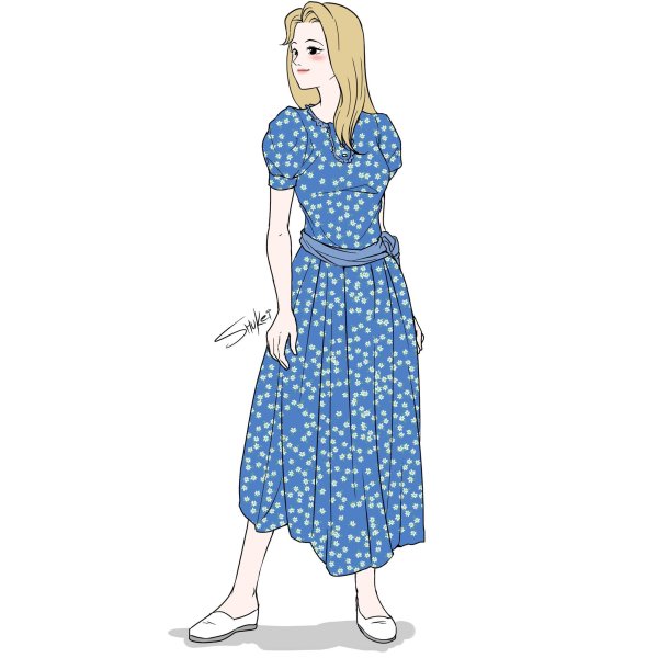 Голубое платье рисунок