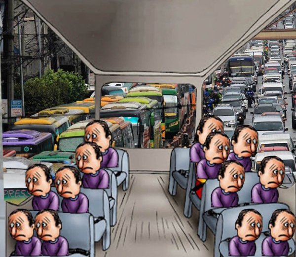 Мем с автобусом и двумя пассажирами