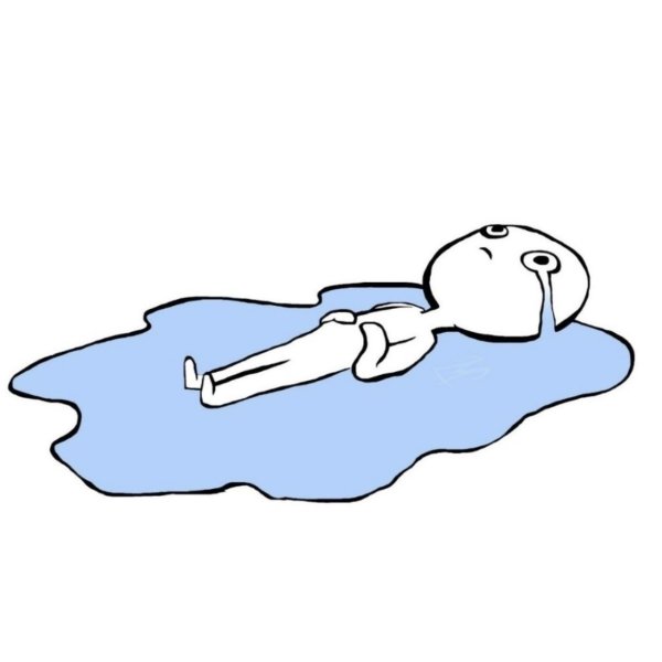 Мем человек лежит в луже слез