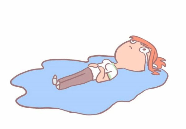 Лежит в луже слез