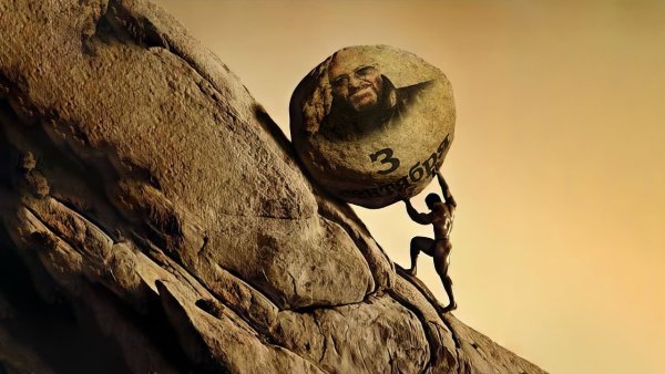 Мужик тащит камень