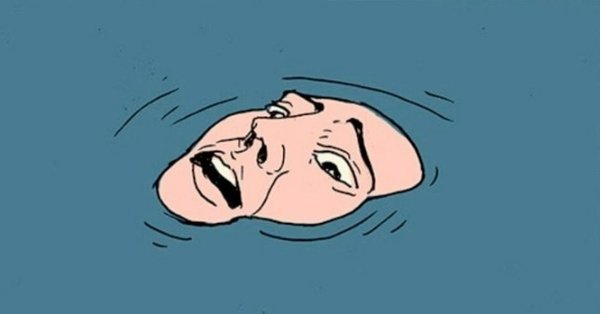 Человек тонет в слезах