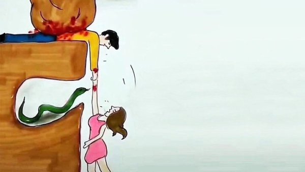 Мужчина придавленный рисунок