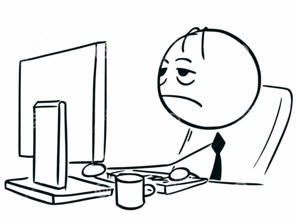 Иллюстрация человечек за компом