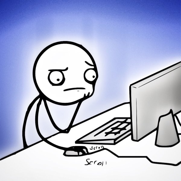 Человек сидит за компом Мем