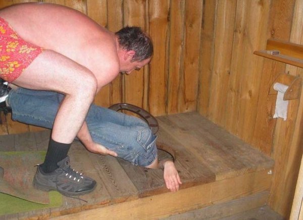 Упал в деревенский туалет