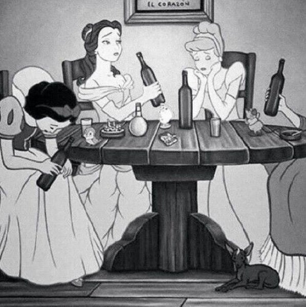 Принцессы Диснея с алкоголем