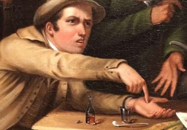 Картина с мужиком и пальцем