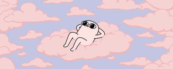 Розовый человек с большими глазами