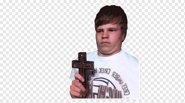 Держит крест