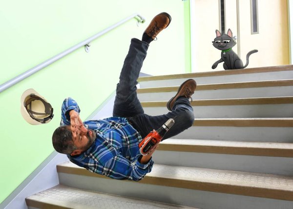 Человек упавший с лестницы