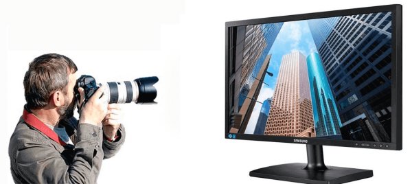 Фотографирует монитор на телефон