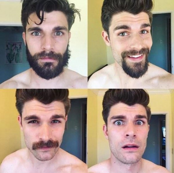 До и после бритья усов