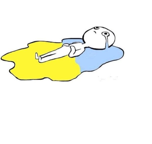 Лежит в луже слез