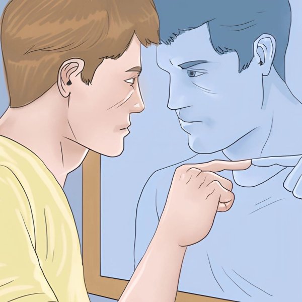 Мужик с отражением в зеркале Мем